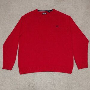 Chaps Men's Sweater, Solid Red Large Vintage Scholar Crewneck